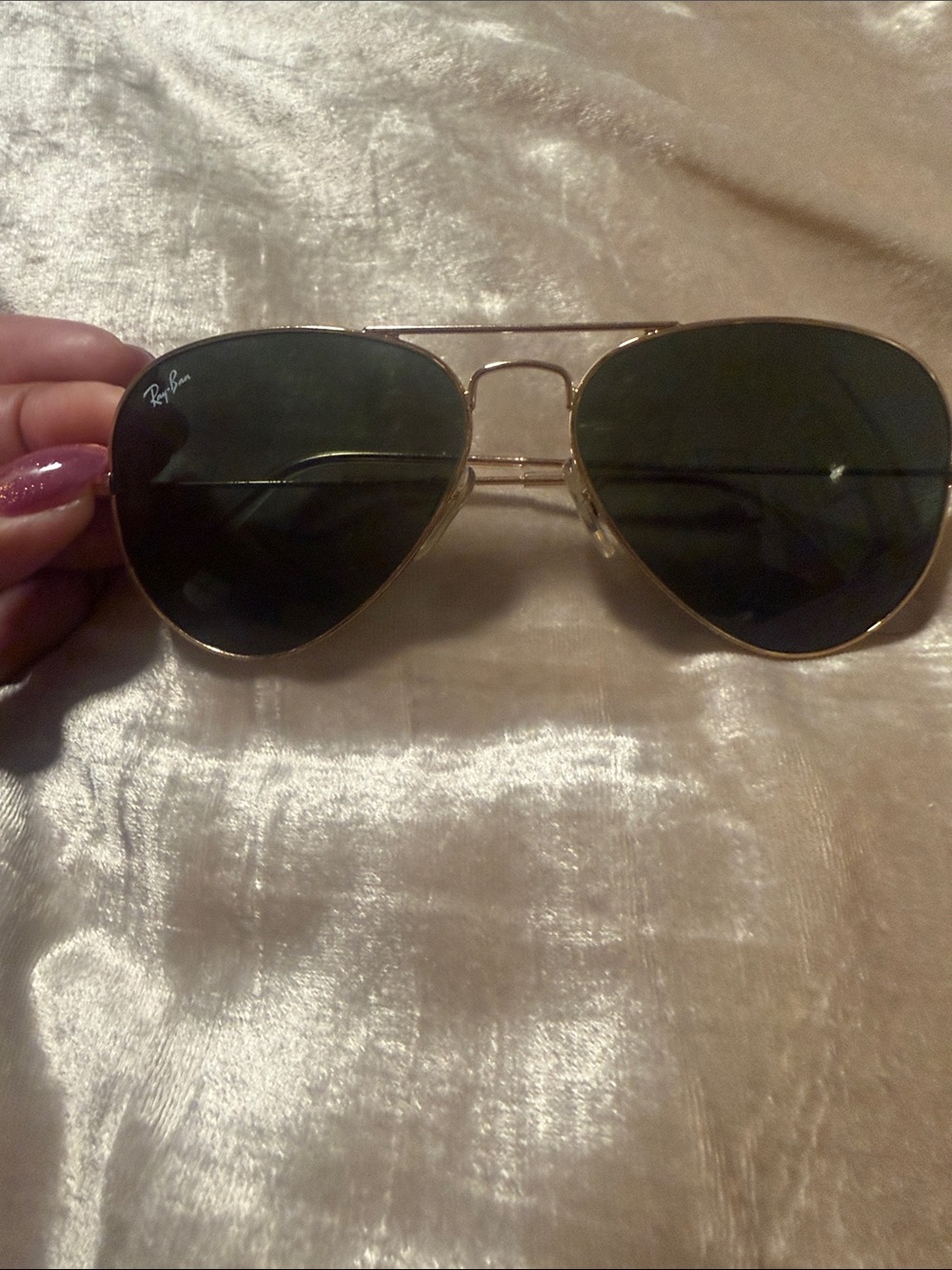 Ray-Ban Kids Gold Frame Sunglasses with Dark Green Lenses